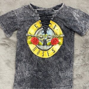 Graphic Tee with Lace-Up Detail